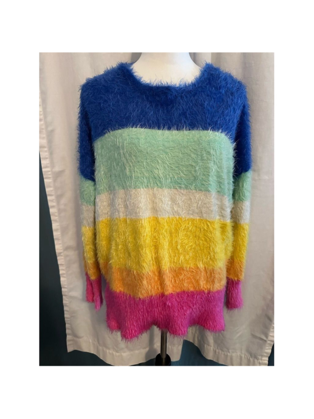Farm Rio Women's Multicolor Striped Pullover Sweater Size P